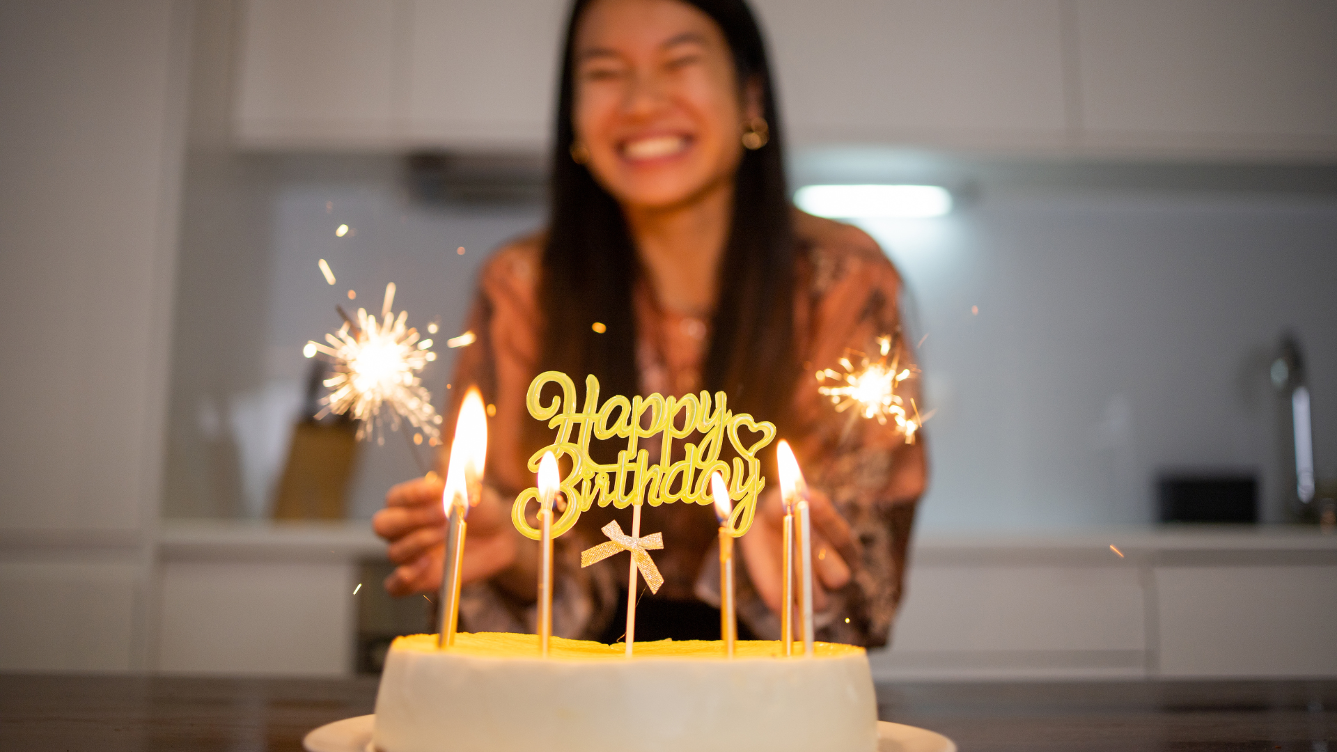 Lady Celebrating Birthday