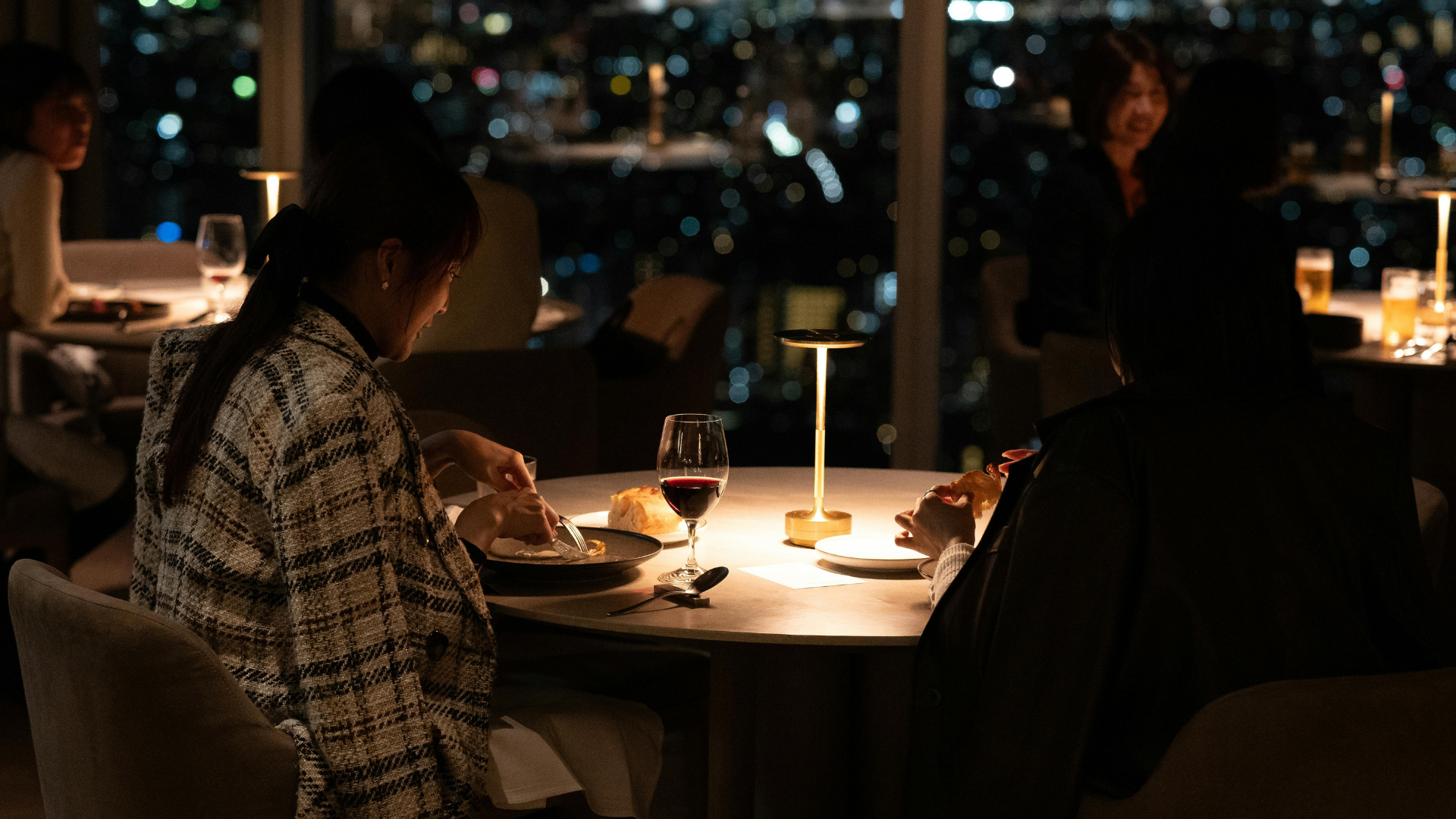 Couple Having Date At Moody Restaurant